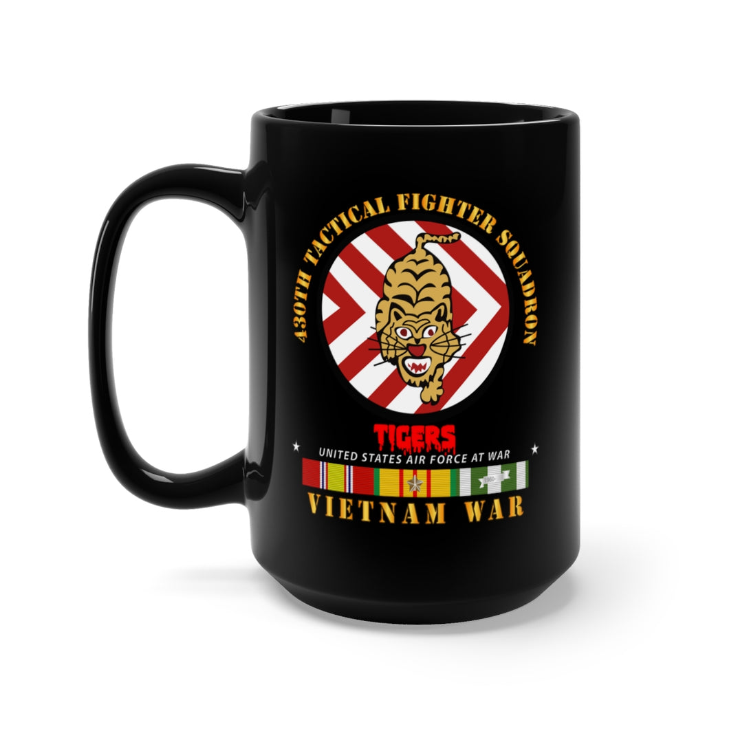 Black Mug 15oz - USAF - 430th Tactical Fighter Squadron - Tigers w VN SVC