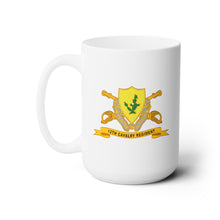 Load image into Gallery viewer, White Ceramic Mug 15oz - Army  - 12th Cavalry Regiment w Br - Ribbon
