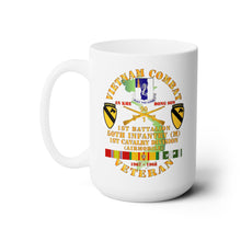 Load image into Gallery viewer, White Ceramic Mug 15oz - Army - Vietnam Combat Veteran w 1st Bn - 50th Inf - 1st Cav Div 1967-1968
