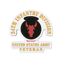 Load image into Gallery viewer, Die-Cut Magnets - Army - SSI - 34th Infantry Division - Red Bull - US Army Veteran X 300
