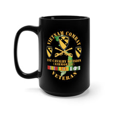 Load image into Gallery viewer, Black Mug 15oz - Vietnam Combat Veteran w 1st Cav DUI X 300
