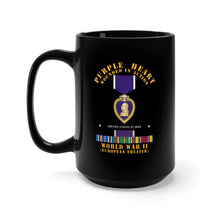 Load image into Gallery viewer, Black Mug 15oz - Purple Heart - WIA w WWII SVC w Purple Heart - Europe
