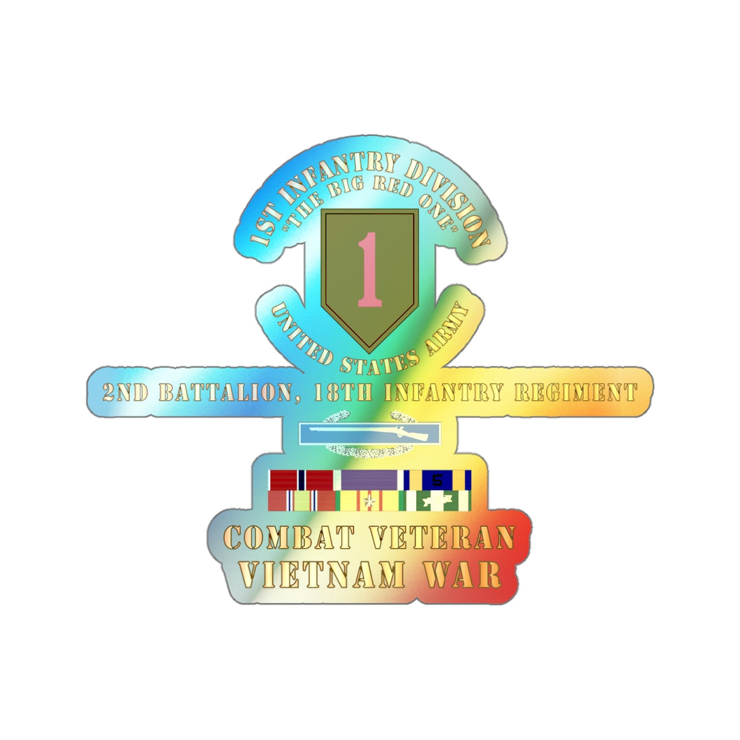 Holographic Die-cut Stickers - 1st Infantry Division - US Army - Big Red One - Vietnam Veteran X 300