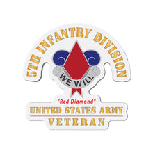 Load image into Gallery viewer, Die-Cut Magnets - Army - DUI - 5th Infantry Division - Red Diamond - US Army Veteran X 300
