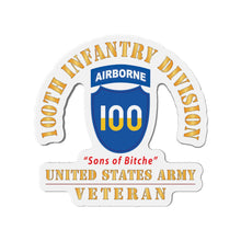 Load image into Gallery viewer, Die-Cut Magnets - Army - SSI - 100th Division (Airborne) - Sons of Bitche - US Army Veteran X 300
