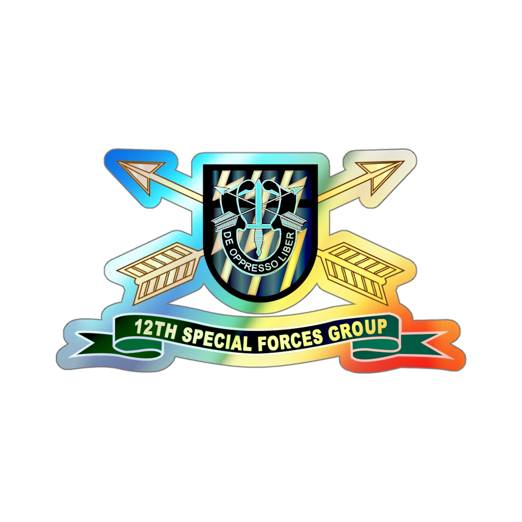 Holographic Die-cut Stickers - 12th Special Forces Group - Flash w Br - Ribbon X 300