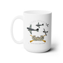 Load image into Gallery viewer, White Ceramic Mug 15oz - Army  - Glider Infantry w Towed Glider w  Infantry Glider Badge
