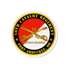 Load image into Gallery viewer, Die-Cut Magnets - 10th Cavalry Regiment - Fort Arbuckle, OK - Buffalo Soldiers w Cav Branch
