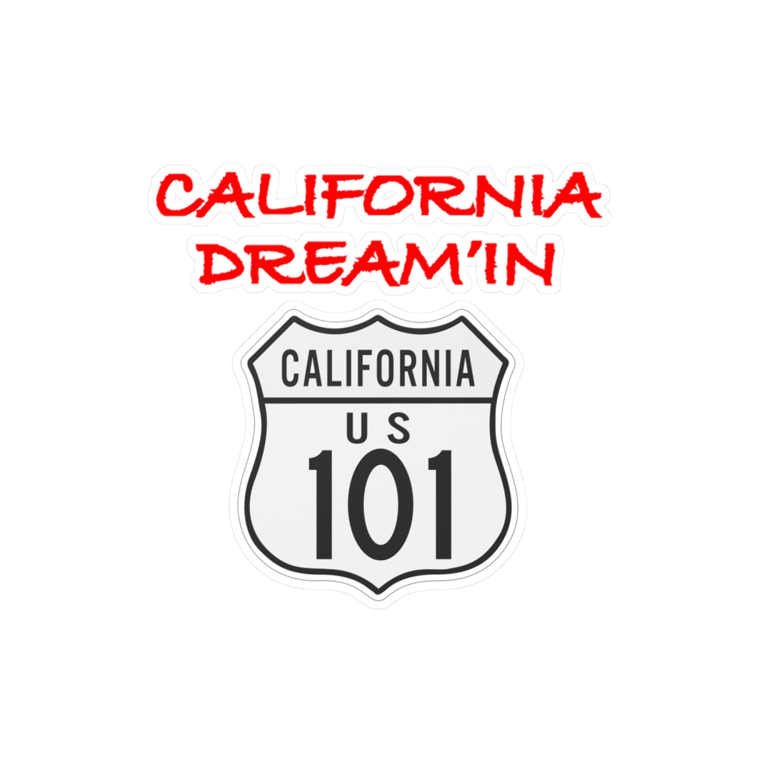 Kiss-Cut Vinyl Decals - Signs - California Dreamin - California Highway 101 wo Backgrnd