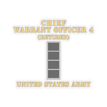 Load image into Gallery viewer, Kiss-Cut Stickers - Army - Chief Warrant Officer 4 - CW04 - Retired - Flat - X 300
