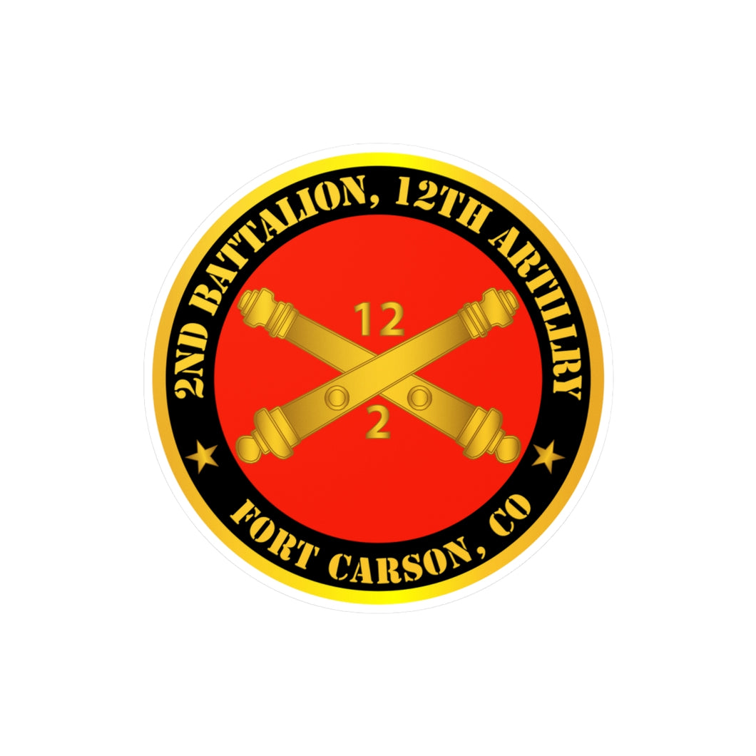 Kiss-Cut Vinyl Decals - Army - 2nd Battalion, 12th Artillery Regiment w Branch Ft Carson, CO