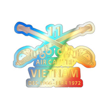 Load image into Gallery viewer, Holographic Die-cut Stickers - Helicopter Troop - Air Cav Troop - 11th ACR - Branch - Vietnam - Dec 66 - March 72
