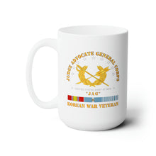 Load image into Gallery viewer, White Ceramic Mug 15oz - Army - JAG Branch w KOREAN SVC
