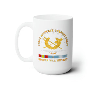 White Ceramic Mug 15oz - Army - JAG Branch w KOREAN SVC