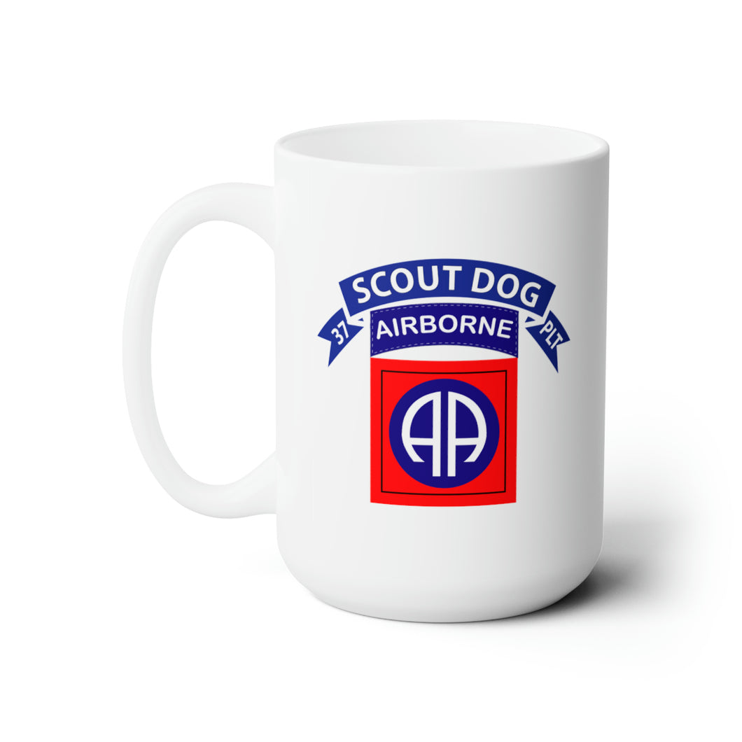 White Ceramic Mug 15oz - Army - 37th Scout Dog Platoon - 82nd Airborne Div