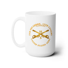 Load image into Gallery viewer, White Ceramic Mug 15oz - Army -  5th Squadron, 15th Cavalry - Sabers w Br
