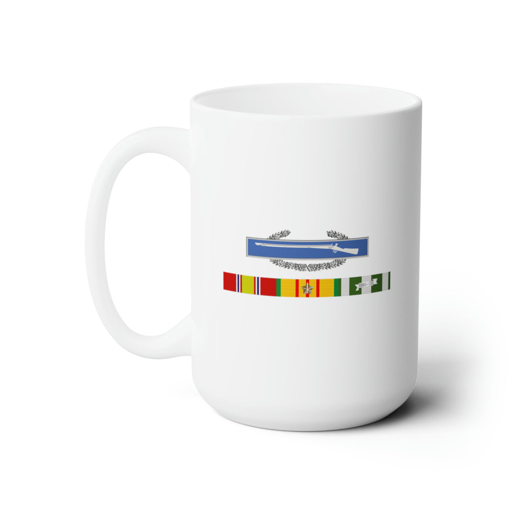 White Ceramic Mug 15oz - Army - Vietnam RIbbons SVC bar w CIB