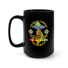 Load image into Gallery viewer, Black Mug 15oz - Vietnam Combat Infantry Veteran w 1st Bn 14th Inf - 4th ID SSI
