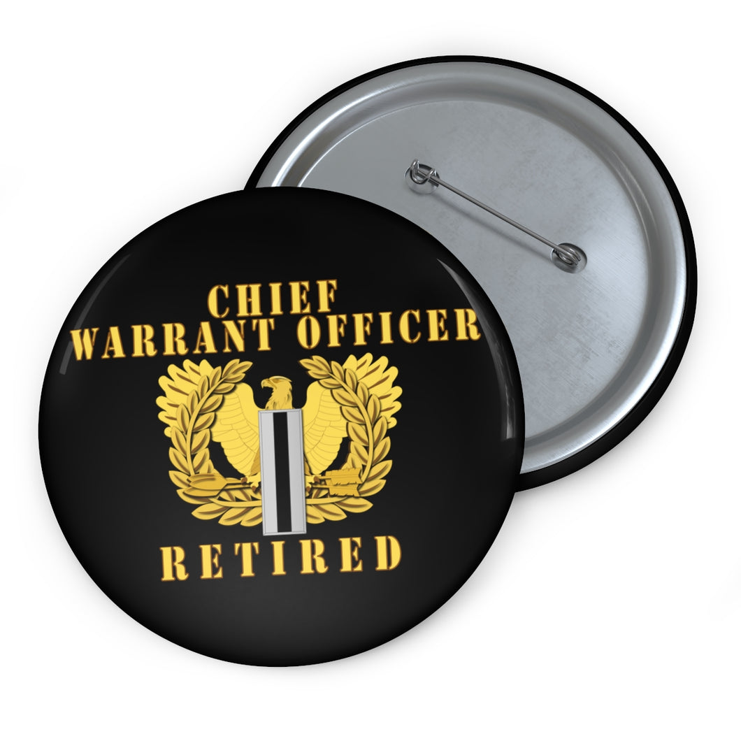 Custom Pin Buttons - Chief Warrant Officer 5 - CW5 - Retired