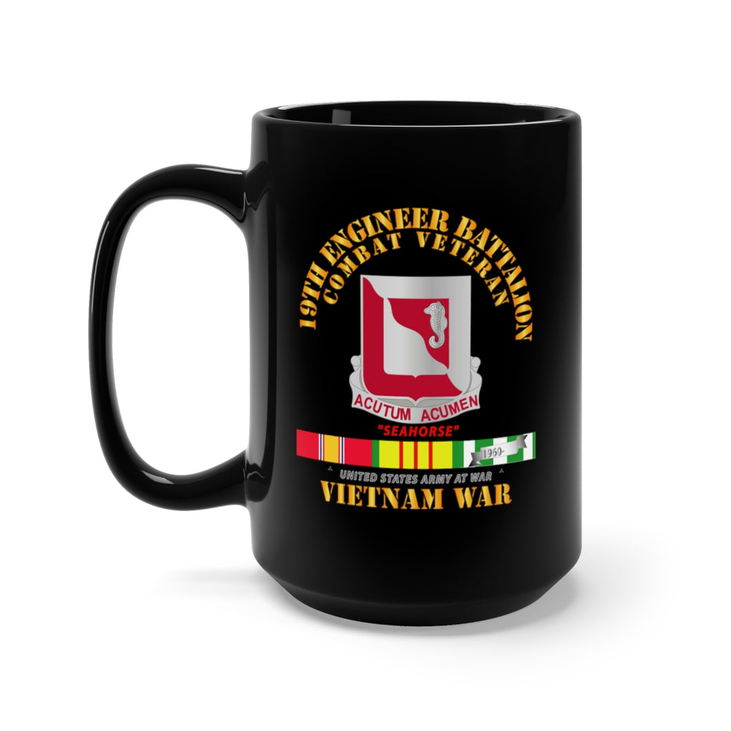 Black Mug 15oz - Army - 19th Engineer Battalion - w VN SVC