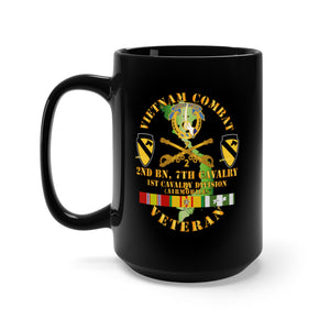 Black Mug 15oz - Vietnam Combat Cavalry Vet w 2nd Bn 7th Cav DUI - 1st Cav Div X 300