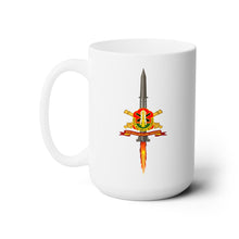 Load image into Gallery viewer, White Mug 15oz - Army - 56th Field Artillery Command - DUI w Br - Ribbon w Pershing - Firing
