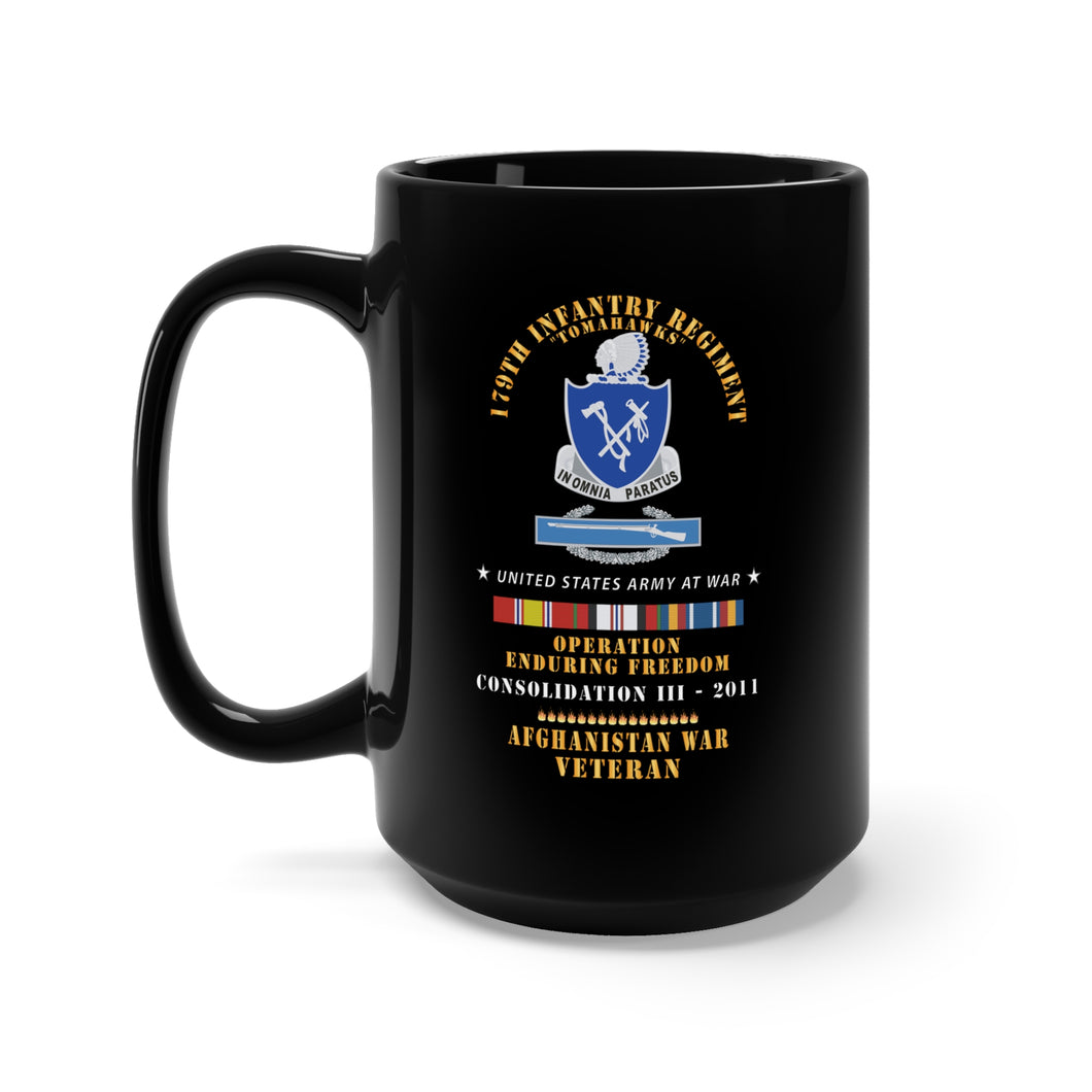 Black Mug 15oz - 179th Infantry Regiment - Tomahawks - Afghanistan - Consolidation III - 2011 w CIB -  OIF - AFGHAN SVC X 300