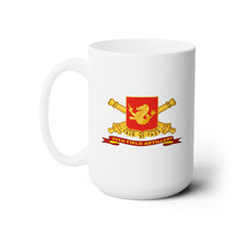 Load image into Gallery viewer, White Ceramic Mug 15oz - Army - 25th Field Artillery w Br - Ribbon
