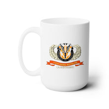 Load image into Gallery viewer, White Ceramic Mug 15oz - Army - 112th Signal Battalion w Airborne Badge - DUI -  Ribbon X 300
