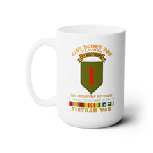 Load image into Gallery viewer, White Ceramic Mug 15oz - Army - 41st  Scout Dog Platoon 1st Infantry Division w VN SVC
