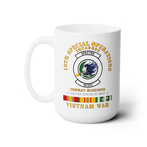 White Ceramic Mug 15oz - SOF - 16th SOS - Combat Missions w VN SVC