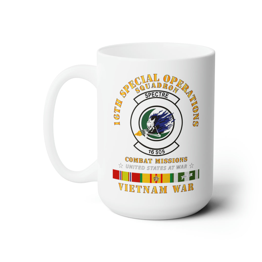 White Ceramic Mug 15oz - SOF - 16th SOS - Combat Missions w VN SVC