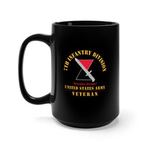 Load image into Gallery viewer, Black Mug 15oz - Army - DUI - 7th Infantry Division - Hourglass Division - US Army Veteran X 300
