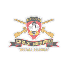 Load image into Gallery viewer, Kiss-Cut Stickers - Army - 555th Parachute Infantry Battalion - SSI - Black - Red Buffalo Soldiers w Br - Rib
