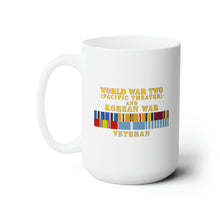 Load image into Gallery viewer, White Ceramic Mug 15oz - Army - WWII - Pacific Theater - Korean War Veteran
