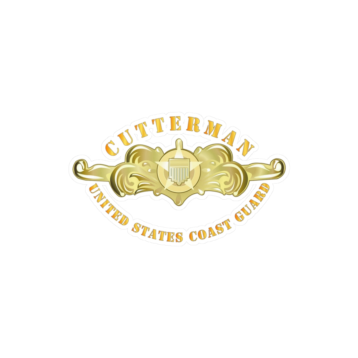 Cutterman Kiss-Cut Vinyl Decals - USCG - Cutterman Badge - Officer - Gold – MIP ...
