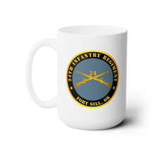 Load image into Gallery viewer, White Ceramic Mug 15oz - Army - 24th Infantry Regiment - Fort Sill, OK w Inf Branch
