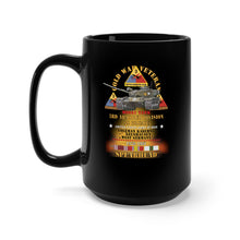 Load image into Gallery viewer, Black Mug 15oz - Cold War Vet -  3rd Armored Division  - Gelnhausen, Germany - M60A1 Tank  - Spearhead w Fire - 1978-1981 w DUI - COLD X 300
