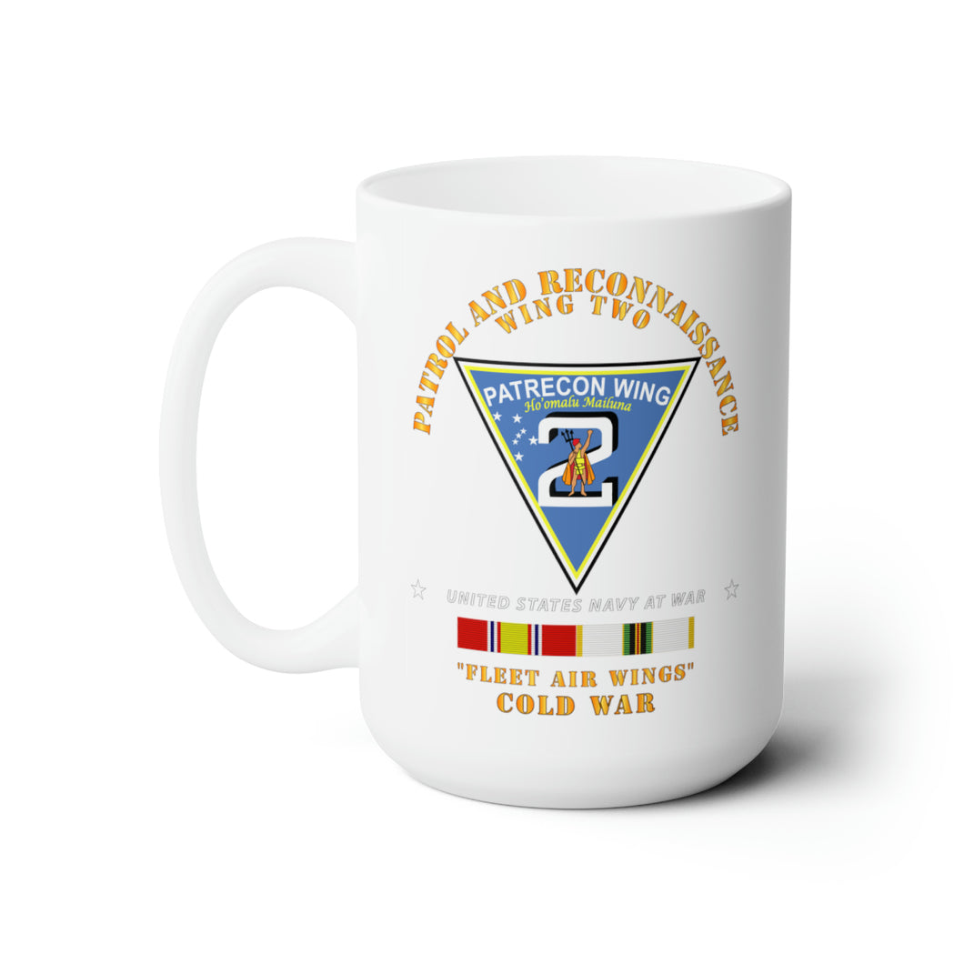White Ceramic Mug 15oz - Navy - Patrol and Reconnaissance Wing Two w COLD SVC