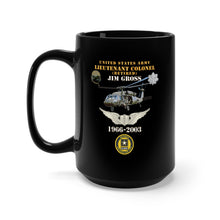 Load image into Gallery viewer, Black Mug 15oz - Army - US Army - LTC Jim Gross - Retired - Aviator Helmet UH 60 Blackhawk - Soldier for Life - 1966-2003 X 300
