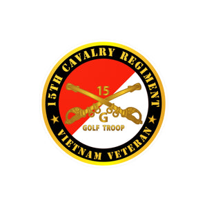 Kiss-Cut Vinyl Decals - Army - G Troop, 15th Cavalry Regiment -  Vietnam Veteran w Cav Branch