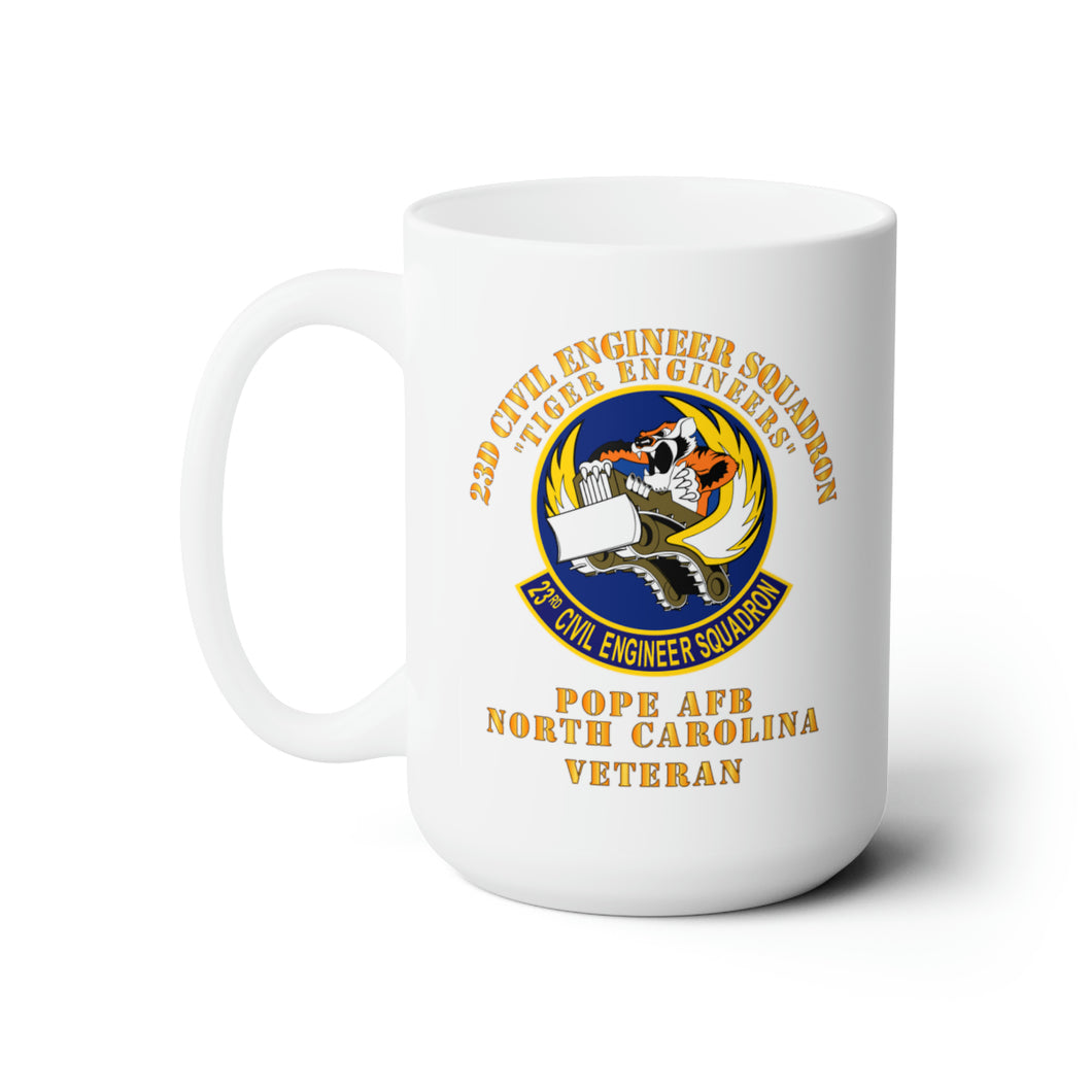 White Ceramic Mug 15oz - USAF - 23d Civil Engineer Squadron - Tiger Engineers - Pope AFB, NC