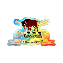 Load image into Gallery viewer, Holographic Die-cut Stickers - 10th Cavalry Regiment w Br - Ribbon
