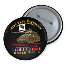 Load image into Gallery viewer, Custom Pin Buttons - 761st Tank Battalion - Black Panthers - w Tank WWII EU SVC
