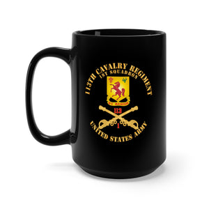Black Mug 15oz - 113th Cavalry Regiment - Cav Br - DUI - 1st Squadron w Red Regt Txt X 300