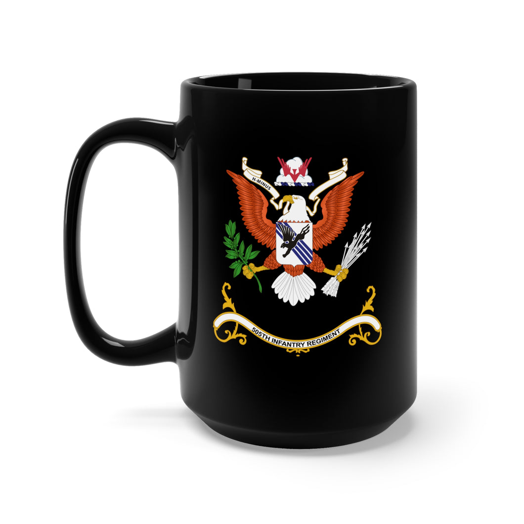 Black Mug 15oz - Army - Regimental Colors - 505th Infantry Regiment  - H-MINUS X 300