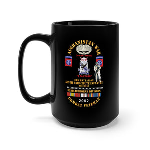 Black Mug 15oz - Army - Afghanistan War Combat Vet w Combat Medic, 3rd Bn 505th PIR - 82nd Airborne - SSI X 300