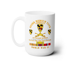 Load image into Gallery viewer, White Ceramic Mug 15oz - Army - 603rd Medium Tank Co  - 1st Cav - Phil - WWII w PAC SVC
