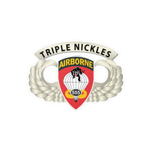 Load image into Gallery viewer, Kiss-Cut Vinyl Decals - Army - Airborne Badge - 555th Parachute Infantry Bn - SSI w  Triple Nickles Tab X 300
