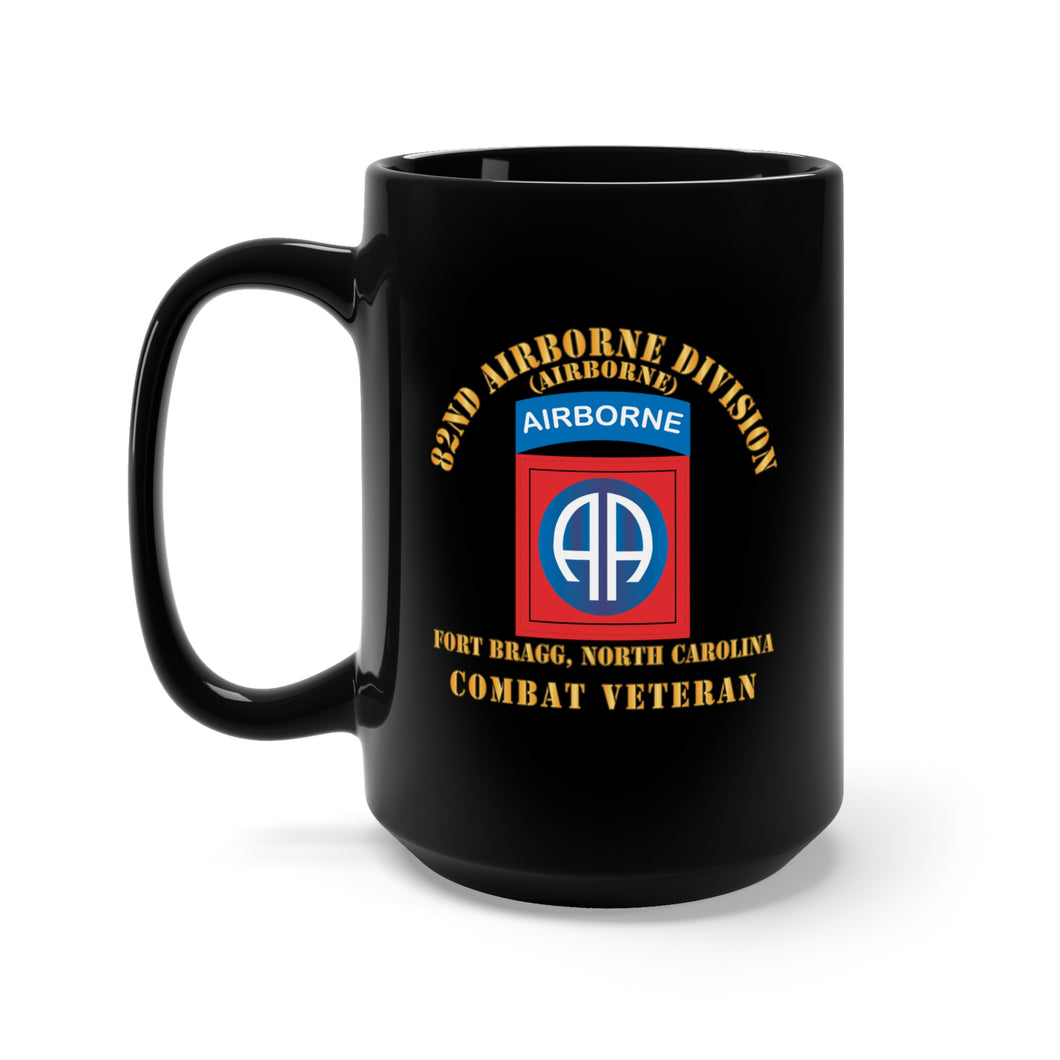 Black Mug 15oz - Army - 82nd Airborne Division - FBNC - Combat Veteran X 300